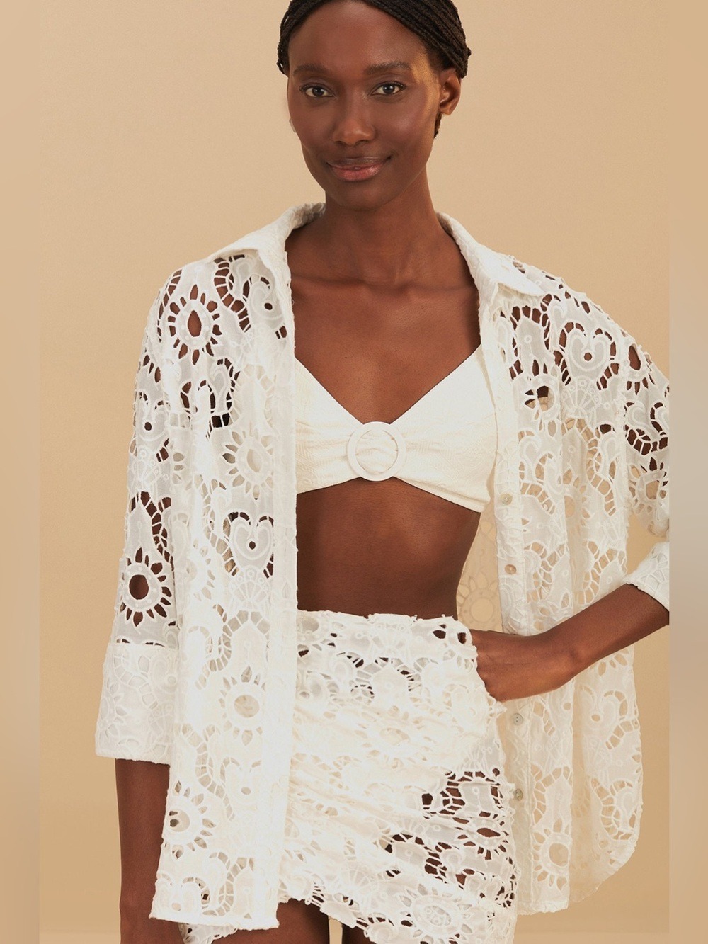 Farm Rio White Sun Eyelet Shirt